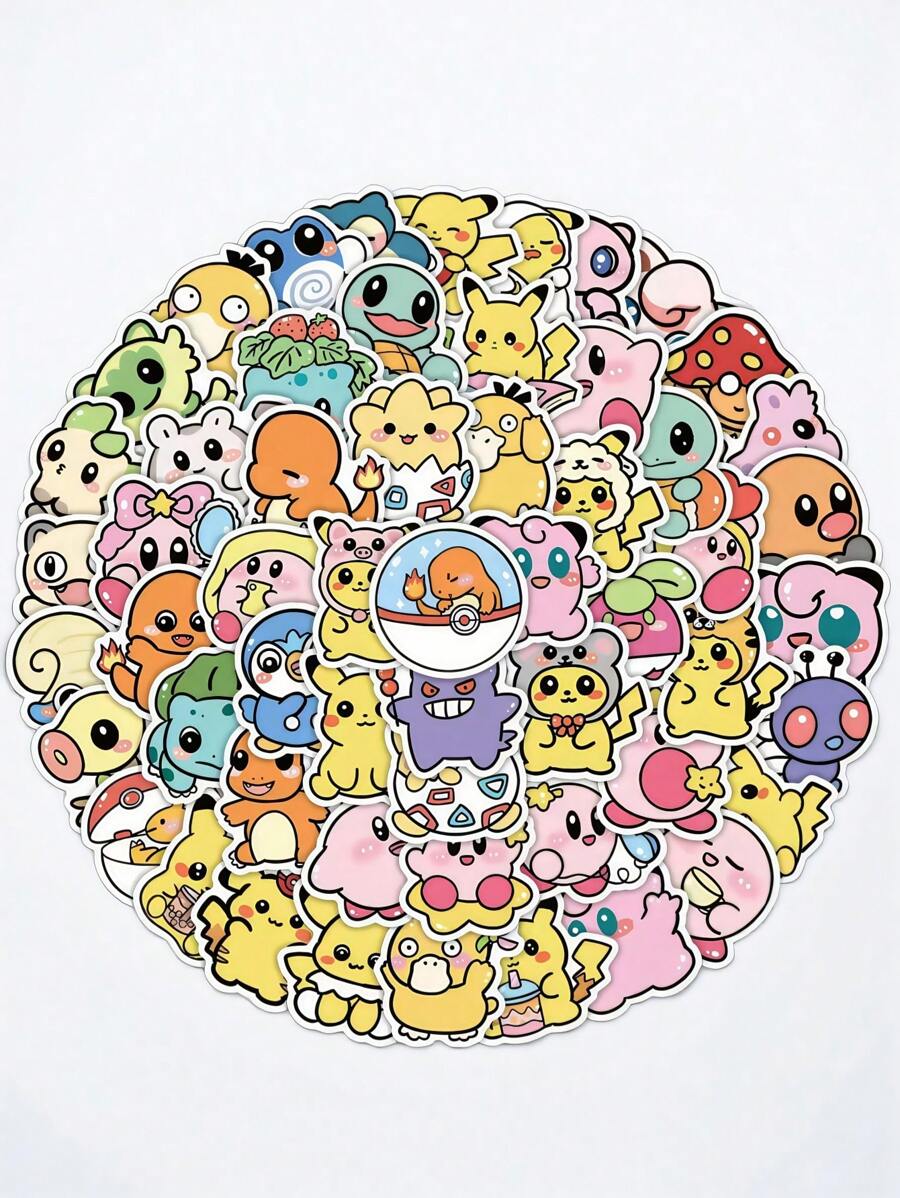 pokemon 100pcs Pikachu Anime Stickers For Kids, Notebook Tote Bag Skateboard Guitar Mobile Cartoon Stickers Children's Gift Toys, Student DIY Notebook Decoration Materials, Envelope Seal Stickers Bag Stickers, Suitable For School Office Supplies, Writing Stationery, Party Gifts, Back To School Gifts (Some Accessories Are Random