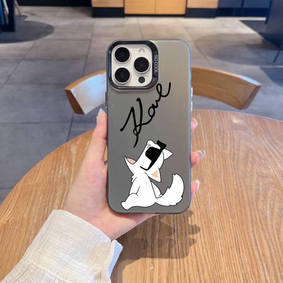 Etui na telefon z rysunkowym kotem i podpisem projektanta, kompatybilne z modelami 16, 15, 14, 13, 12, 11 Pro Max, X, XR, XSMAX, 8, 7 Plus, z odpornym na wstrząsy matowym tyłem.