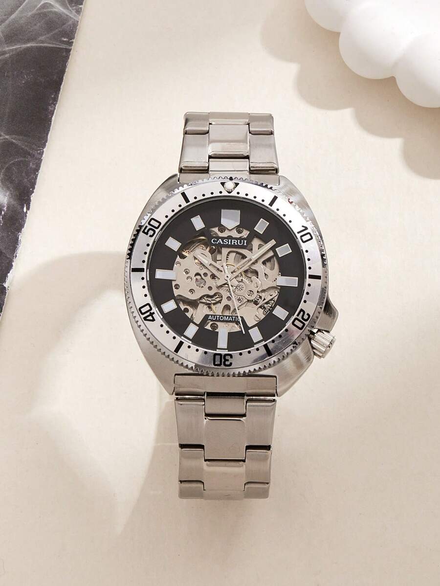 CASIRUI CASIRUI Stainless Steel Band Men's Luxury Automatic Mechanical Watch With Diving Bezel