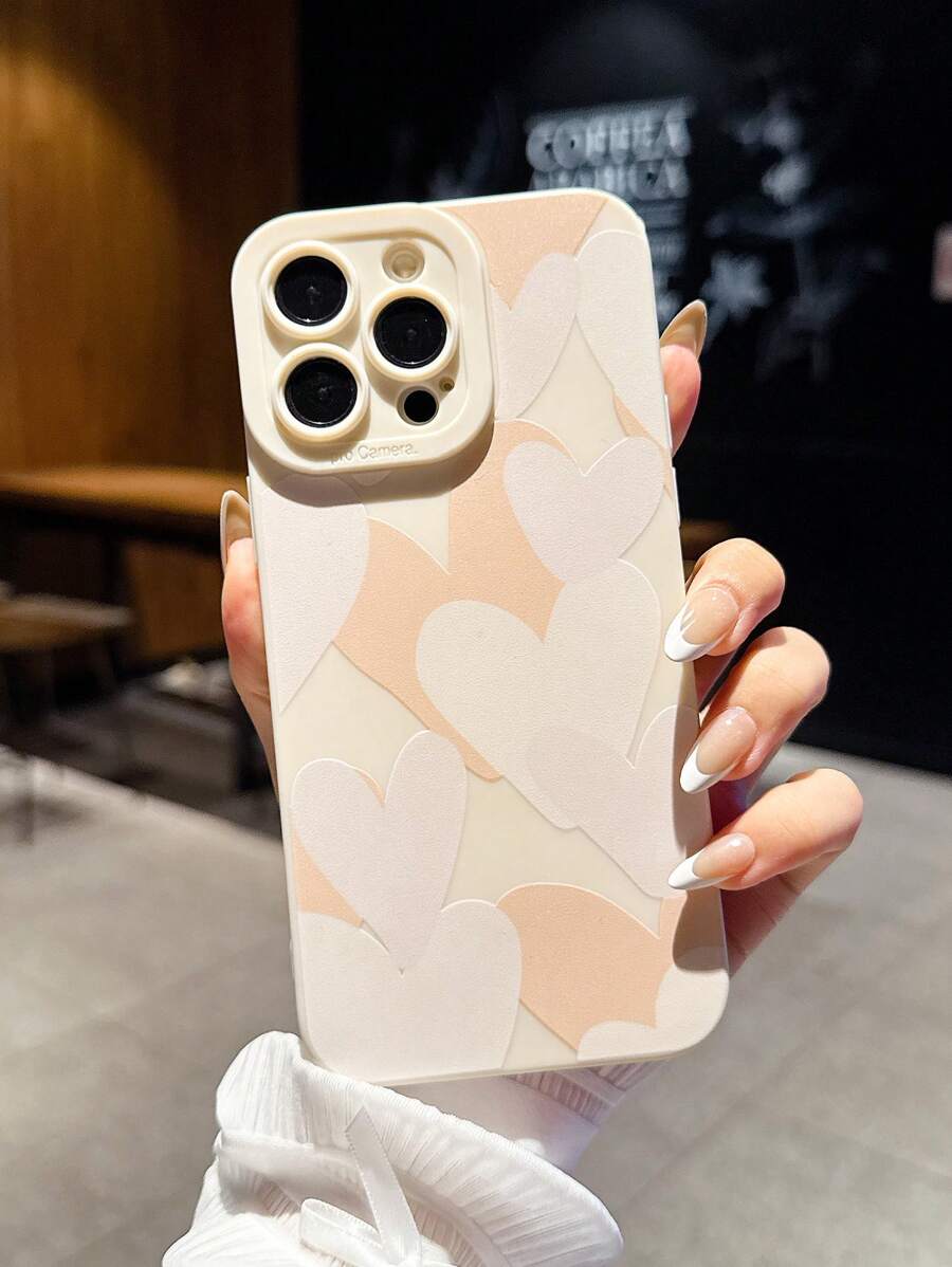 Orange & Weiß Herz Muster Handyhülle - Kompatibel mit Apple 16 Pro Max, 14/13, 12, 11 Pro Max, XS Max, X, XR, 8, 7, 6S, Plus, Mini, stoßfeste Handyhülle, passend als Geburtstagsgeschenk, für Freundin, Freund oder für den Eigenbedarf