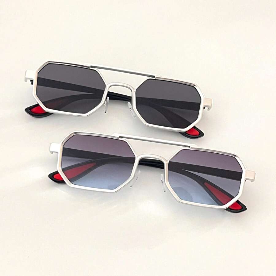1 Paar unisex Metall geometrischer Rahmen klein/mittel Größe Fashionbrille, dekorative lässige Modebrille
