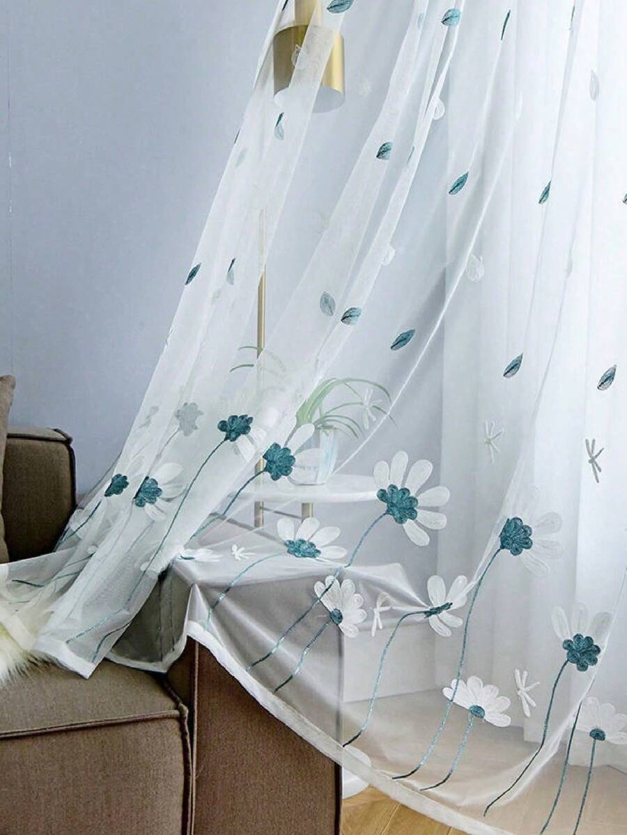 1 Peça Painel de Cortina, Tecido Jacquard Moderno Transparente para Janela da Sala de Estar
