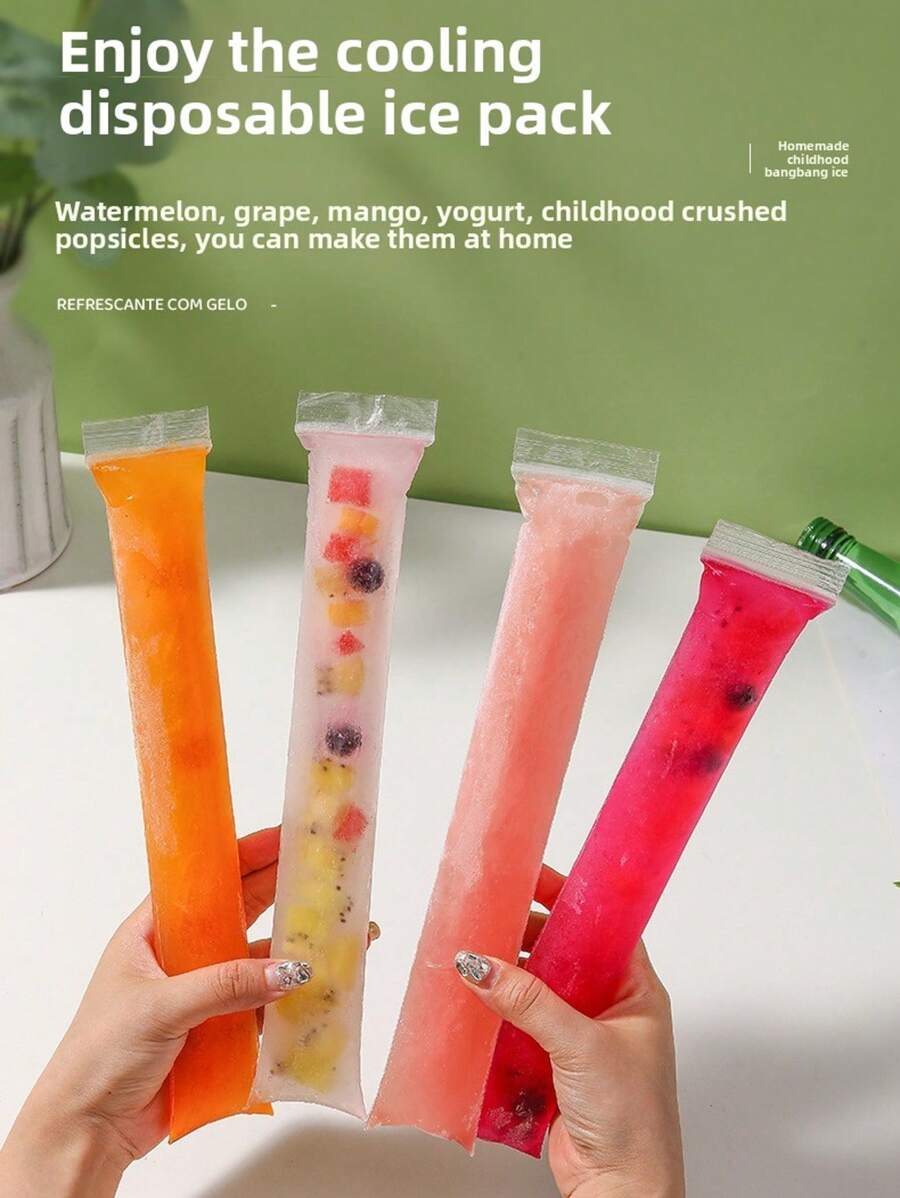 50/100 Stück Eiscremetüten für Gemüse, Fruchtsaft, Fruchtpüree, Speiseeis und Fruchteis, Aufbewahrungstüten die bei niedrigen Temperaturen versiegelt werden können, selbstgemachte Eistüten und Lebensmittelverpackungstüten, Party Küchen Geschenktüten, Wegwerfbare Lutscher-Kühlpacks, zerkleinerte Eiswürfel-Kühlpacks, selbstversiegelnde transparente Lutscher-Kühlpacks