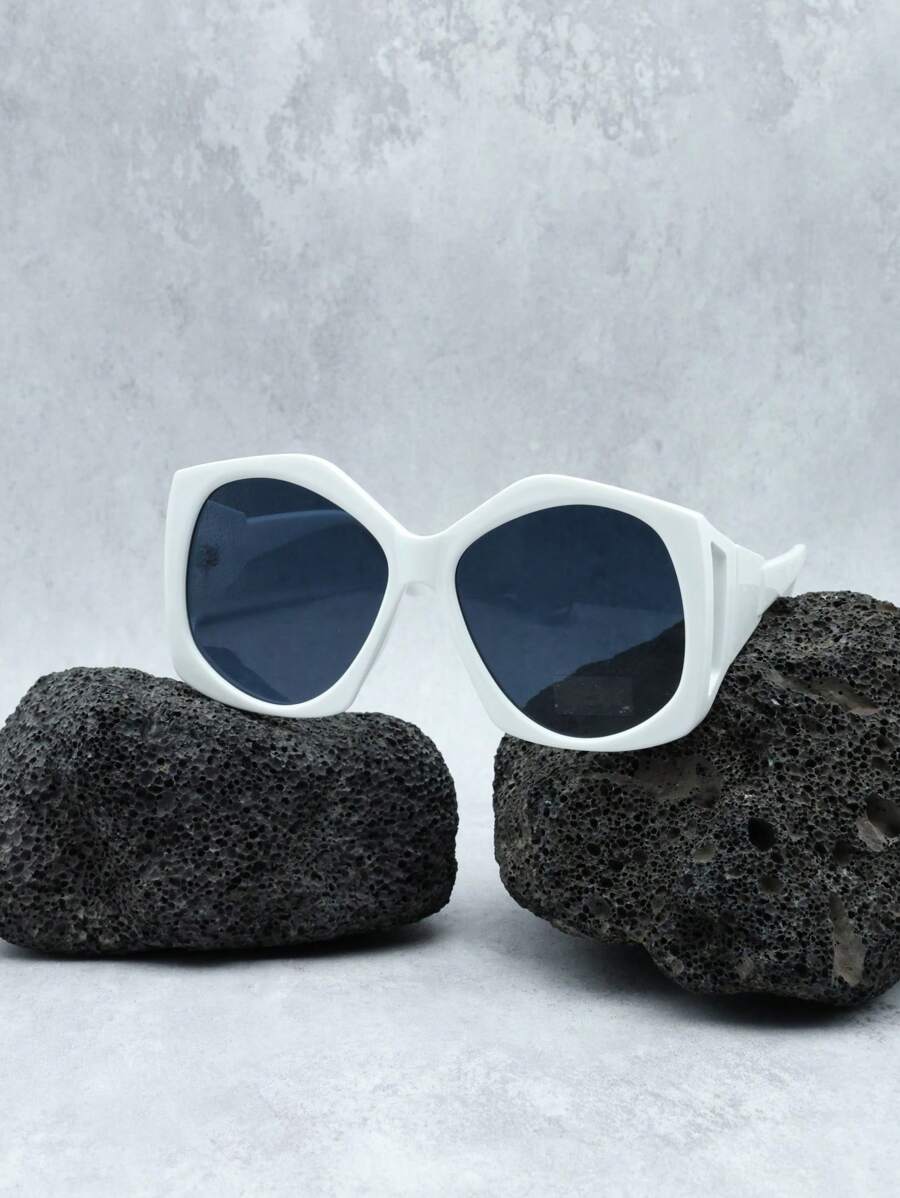 Óculos de Moda Feminina Retro Assimétricos com Armação Cinza, Óculos Decorativos Estilosos de Rua Chique, Adequados para Uso Diário