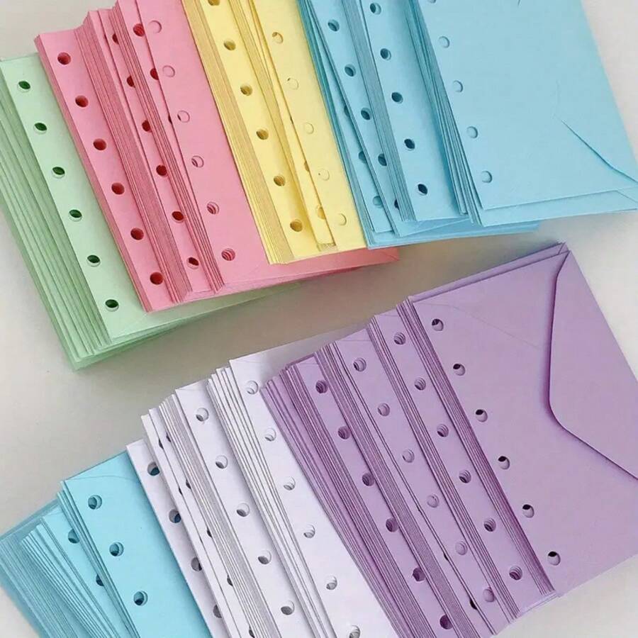 5pcs A7 Binder Pockets - No Zipper, Hole Budget Envelopes & Money Organizer Inserts For A7 Wallets School Supplies,Back To School