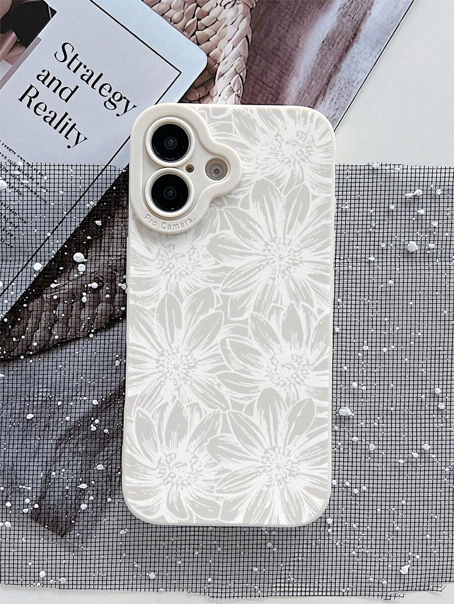 Flower 1pc Fashion White Floral Matte TPU Shockproof Phone Case Compatible With IPhone 16/15/14/13/12/11/XSMAX/X/XS/XR/7PLUS/8PLUS/7/8