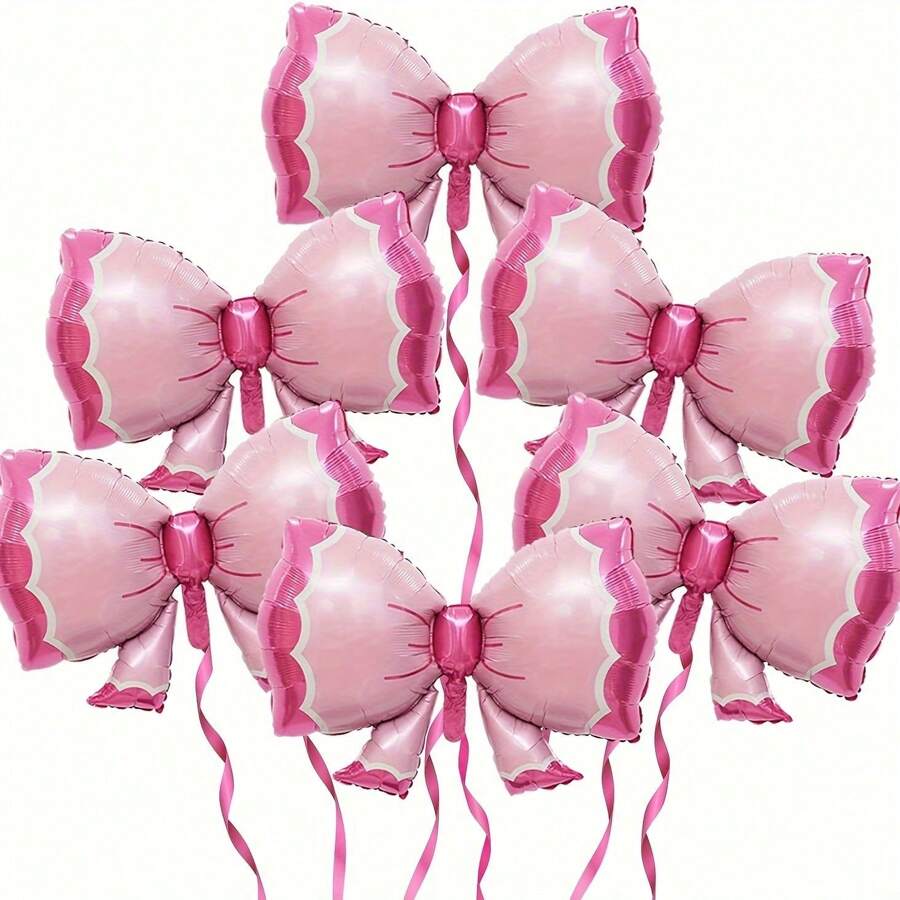 2/6 Peças Balões Gigantes de Laço Rosa, Decorações de Festa de Aniversário Feminino, Balões de Folha de Laço, Decorações de Revelação do Sexo | Decorações de Aniversário Laço Rosa | Decorações com Tema de Laço