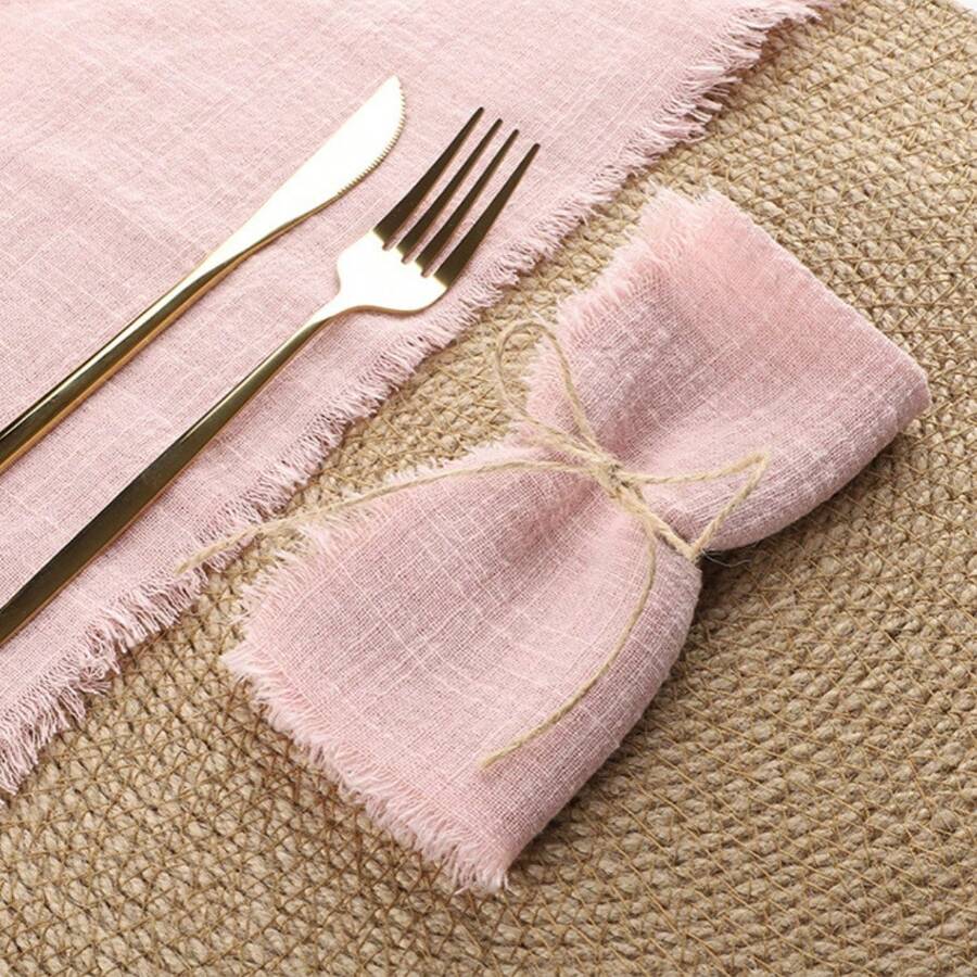 30pcs/Pack Small Size Fringed Multi-Colored Solid Color Napkins 32*32cm/12.6*12.6inch Gauze Cloth, Ideal For Wedding, Party, Home Table Decoration, Holiday Props, Daily Kitchen Use, Restaurant, Cafe, Food Photography Coasters