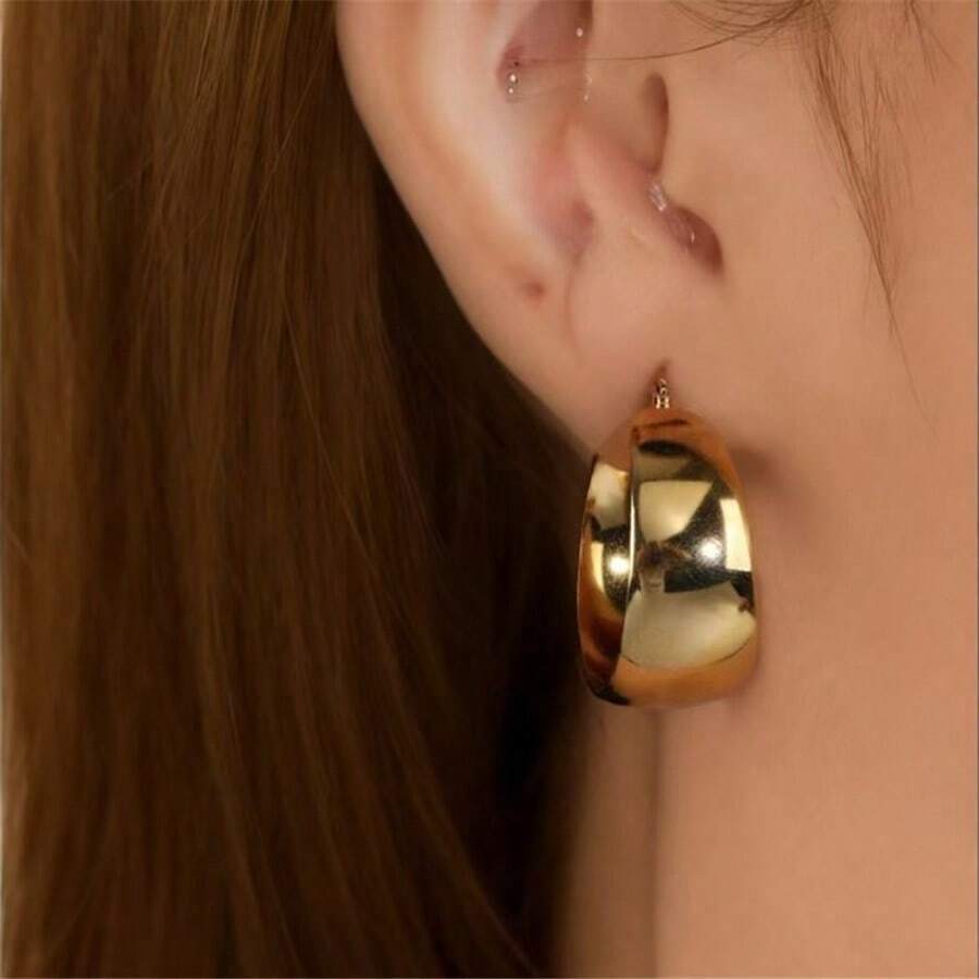 1 par de pendientes de arco ancho de alta gama, pendientes elegantes de lujo para mujer, diseño de nicho