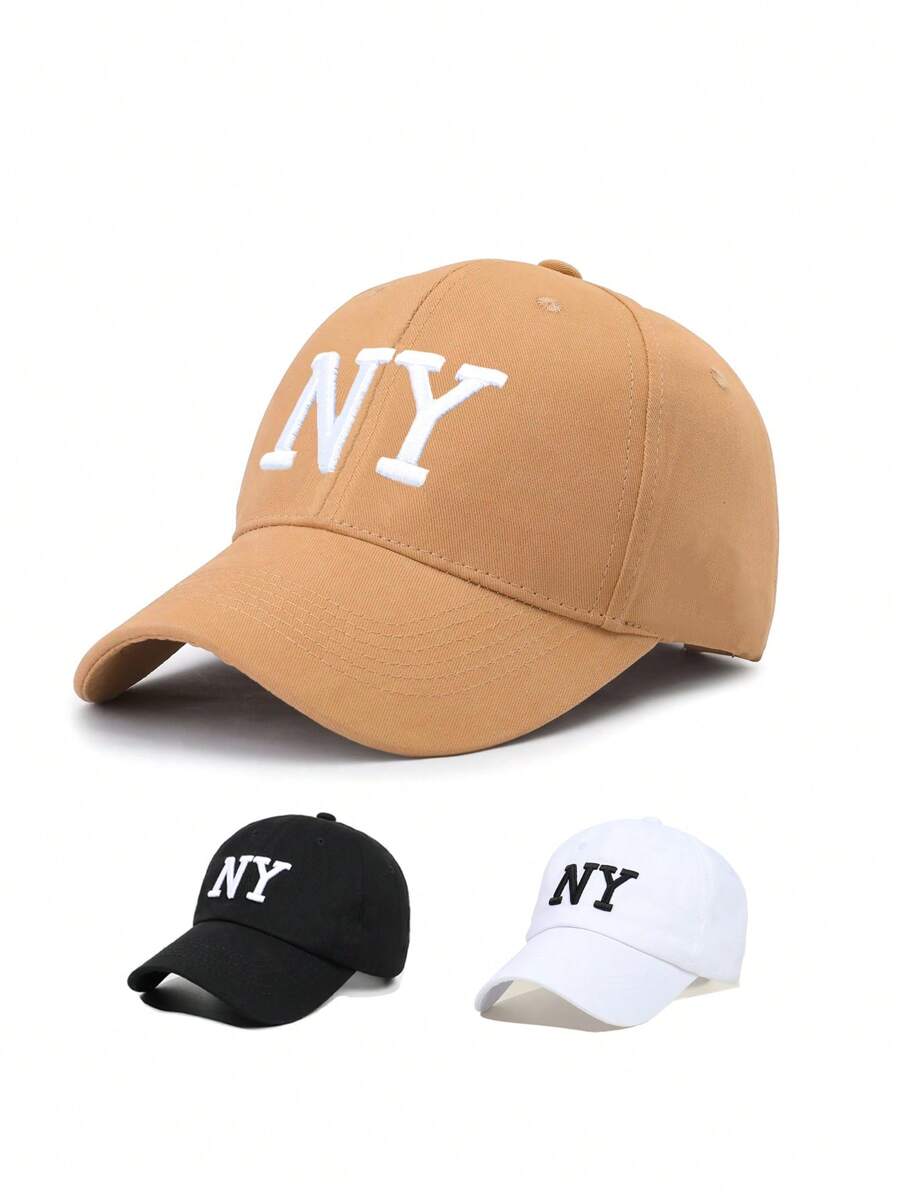 1 PIEZA Gorra de béisbol bordada - Sombrero protector solar transpirable con correa ajustable y parches con letra NY, Gorra ligera de verano para exteriores para correr/gimnasio/ropa de calle
