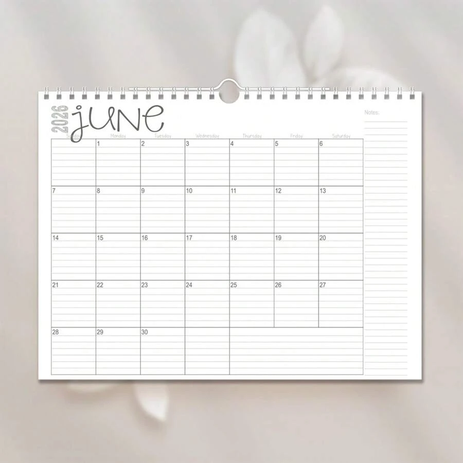 2025 July - 2026 June Creative Minimalist Modern Design 12-Month Wall Calendar, With Hook Hole Grid Design Paper Schedule, Suitable For Home/Office, Christmas & New Year Gift,Back To School,School Supplies