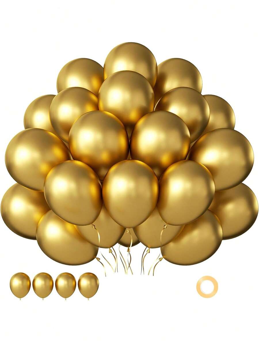 30/50/60pcs Gold Balloons, 5/10/12 Inches Suitable For Weddings, Birthdays, Anniversaries, Retirement, Bachelorette Parties, Holiday Decorations