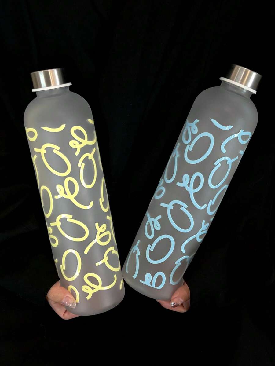 1000ml Artistic Graffiti Water Bottle With Stainless Steel Lid, Leakproof Gym Sports Cup, PC Large Capacity Drinkware For Fitness Travel | Unique Paint Design