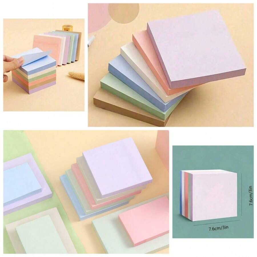 New And Practical 100PCS Pastel Sticky Notes - Morandi Color Square Memo Pads With Matte Finish, Removable & Repositionable For Office/Home (Easy Peel Design)