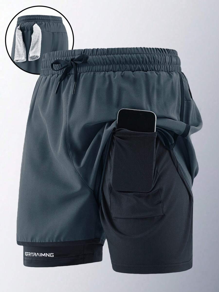 1 Stück Herren Outdoor Sport Laufshorts, atmungsaktiv und schnelltrocknend mit Muster, geeignet für Outdoor-Laufen & Fitness im Frühling/Sommer
