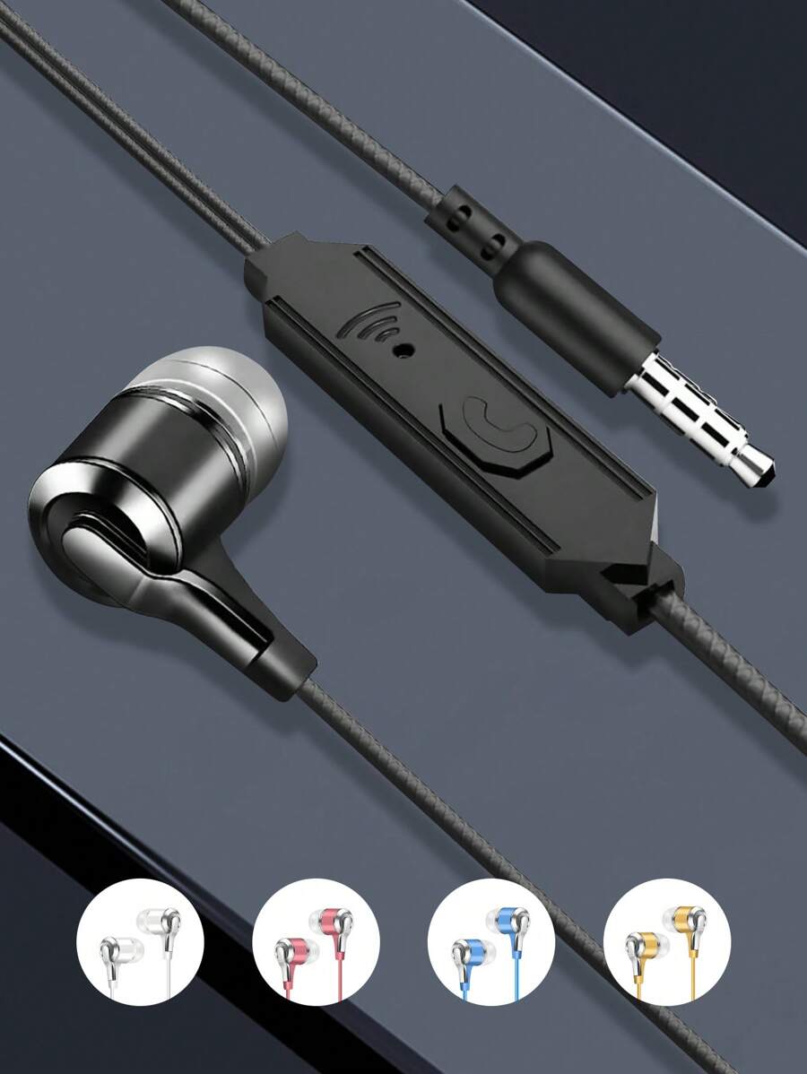 Écouteurs intra-auriculaires avec amplification des basses et commandes en ligne, universels pour le jeu, l'ordinateur, prise 3,5 mm