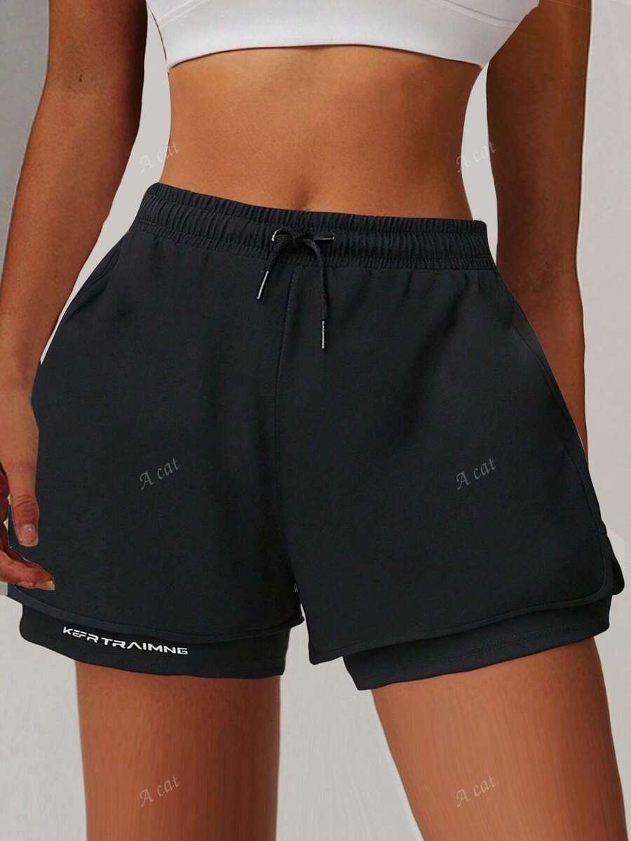 Shorts deportivos de 2 en 1 para mujer para uso casual y correr al aire libre