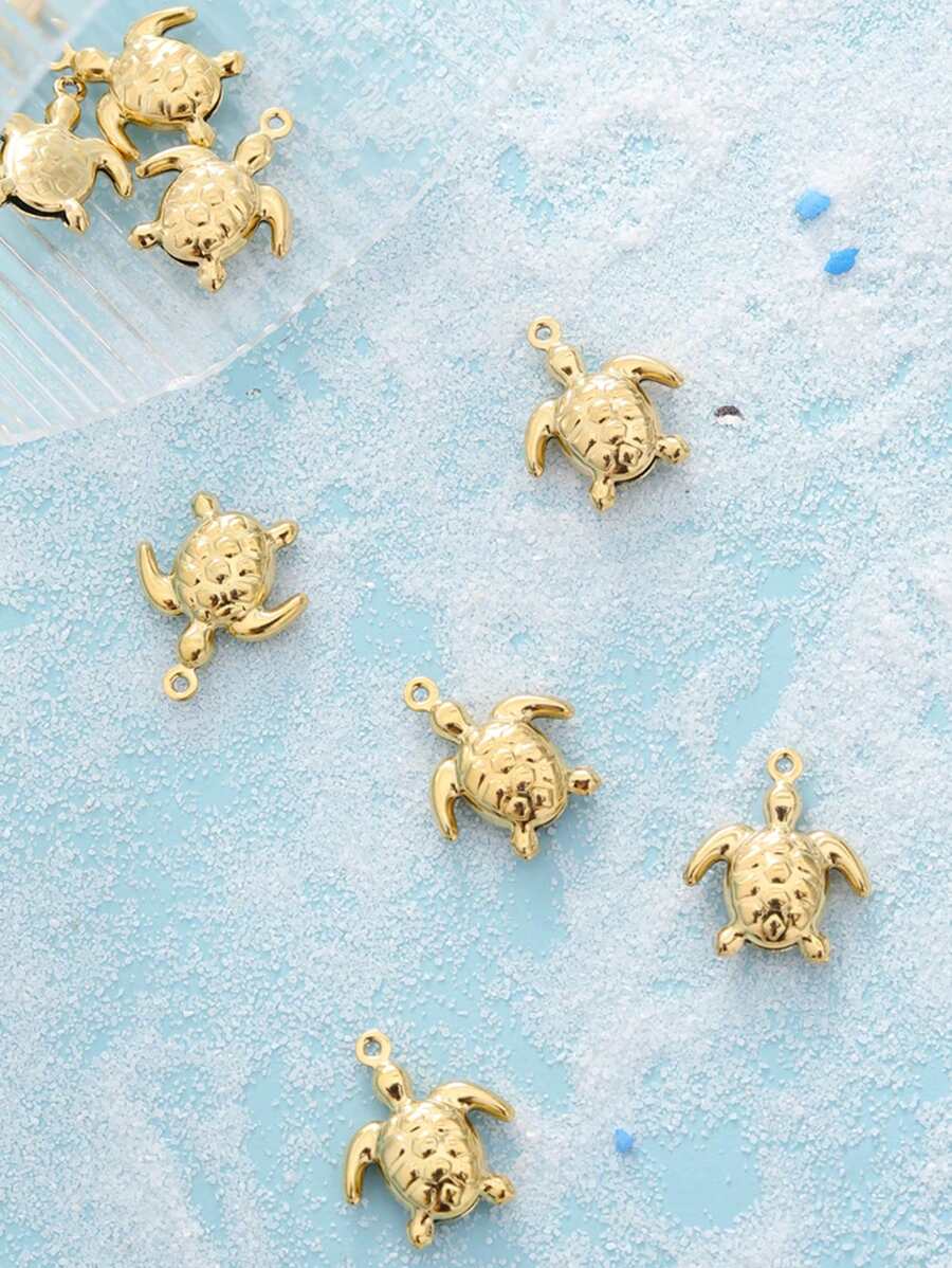 5 peças de aço inoxidável dourado vazado tartaruga praia oceano férias vento série animal acessórios de moda joias faça você mesmo pingente