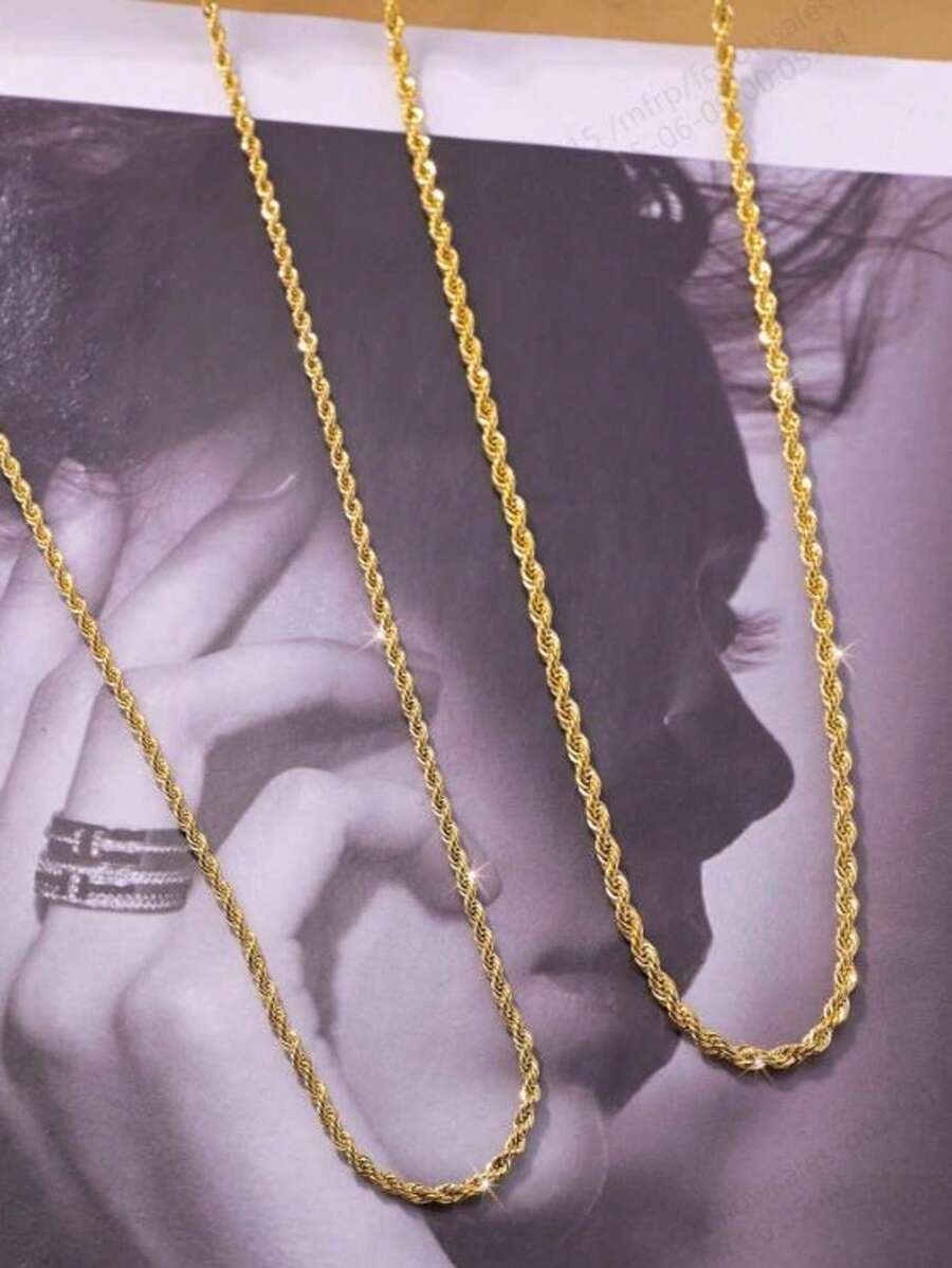 1 Piece Fashionable Twisted Stainless Steel Necklace Long Chain 2mm-4mm 45-60cm Popular Jewelry Accessory Daily Match For Mom And Lover Holiday