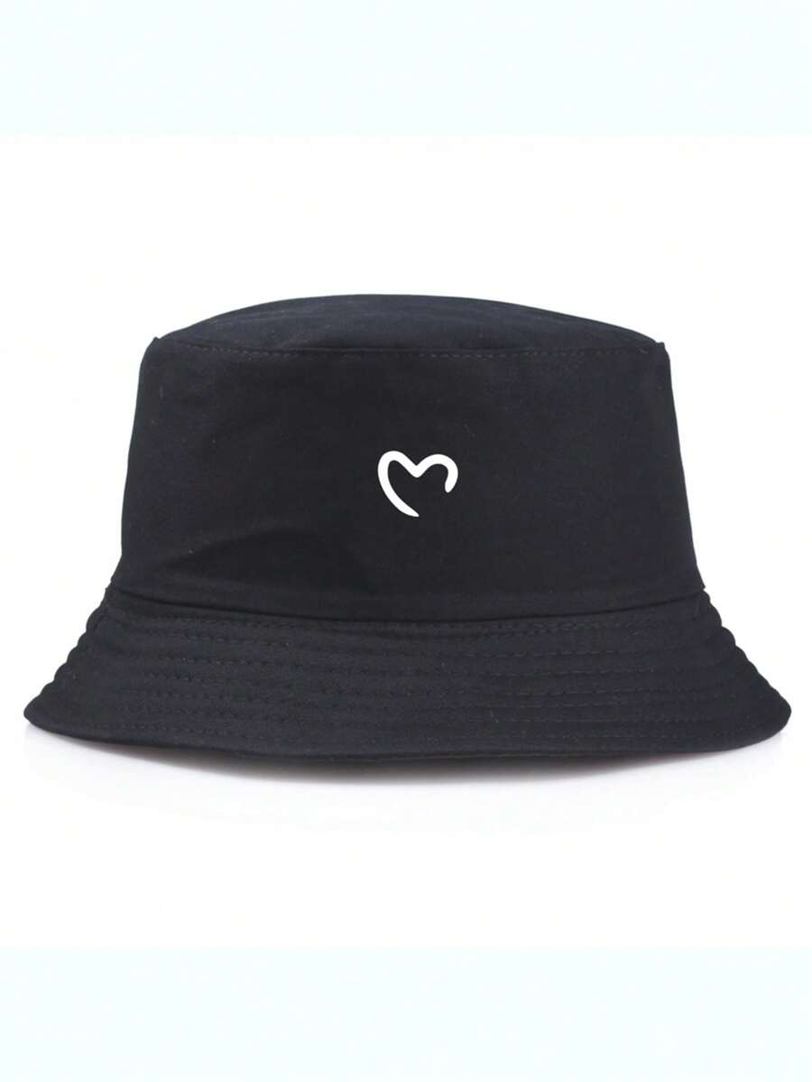1 pièce Chapeau seau en forme de cœur unisexe, casquette de protection solaire décontractée pour l'extérieur