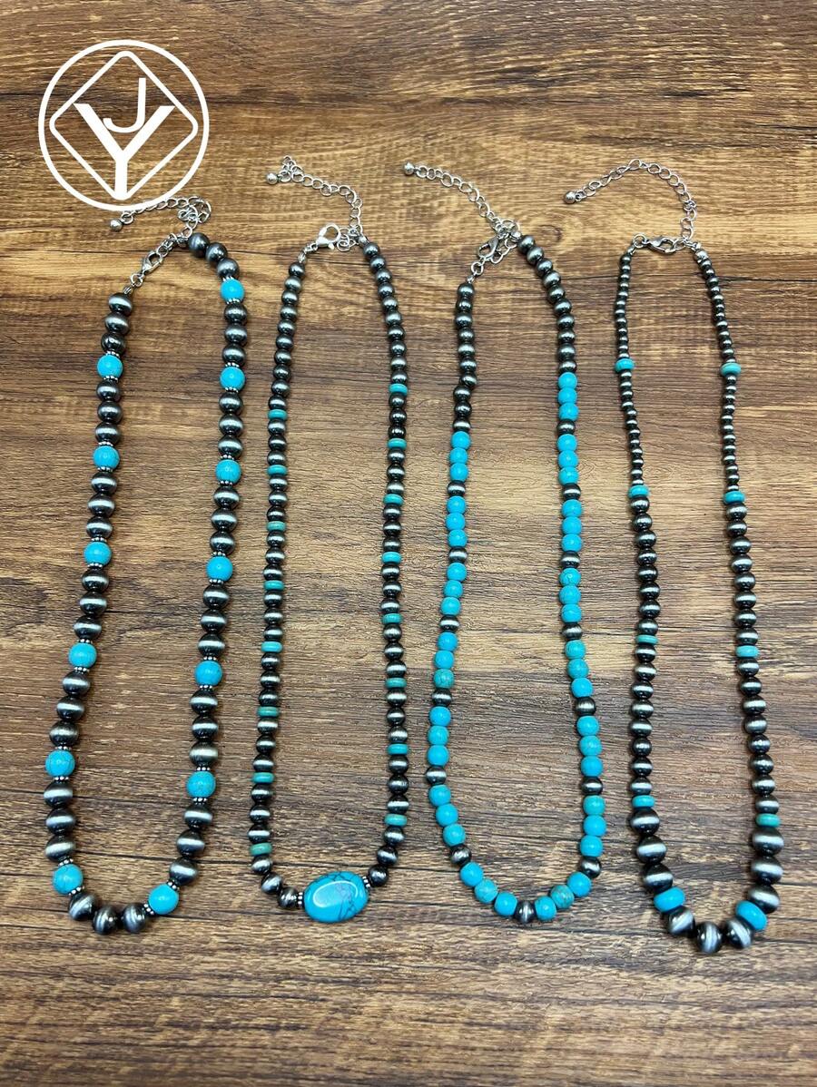 Vintage Western Style Faux Pearl Beaded Necklace, Suitable For Women And Girls To Match Daily Outfits, Party Accessories, Jewellery, Gift For Family/Friends/Yourself