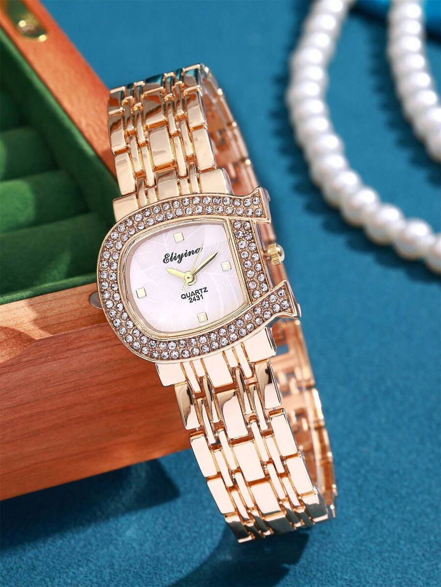 1PC Women's Watches New Light Luxury Niche Watch For Women High Appearance Fashion Dial Quartz Wristwatch Fashionable Women's Casual Stainless Steel Band Quartz Daily Waterproof