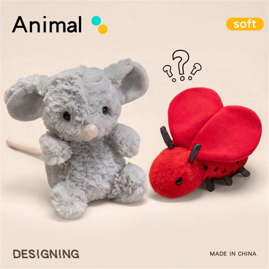 Juguetes de peluche de ratón dulce y mariquita, animales de peluche suaves y esponjosos, decoración especial de habitación, regalos de cumpleaños para niños, fiestas, el Día de la Madre, el Día del Padre, Acción de Gracias, Halloween, Navidad