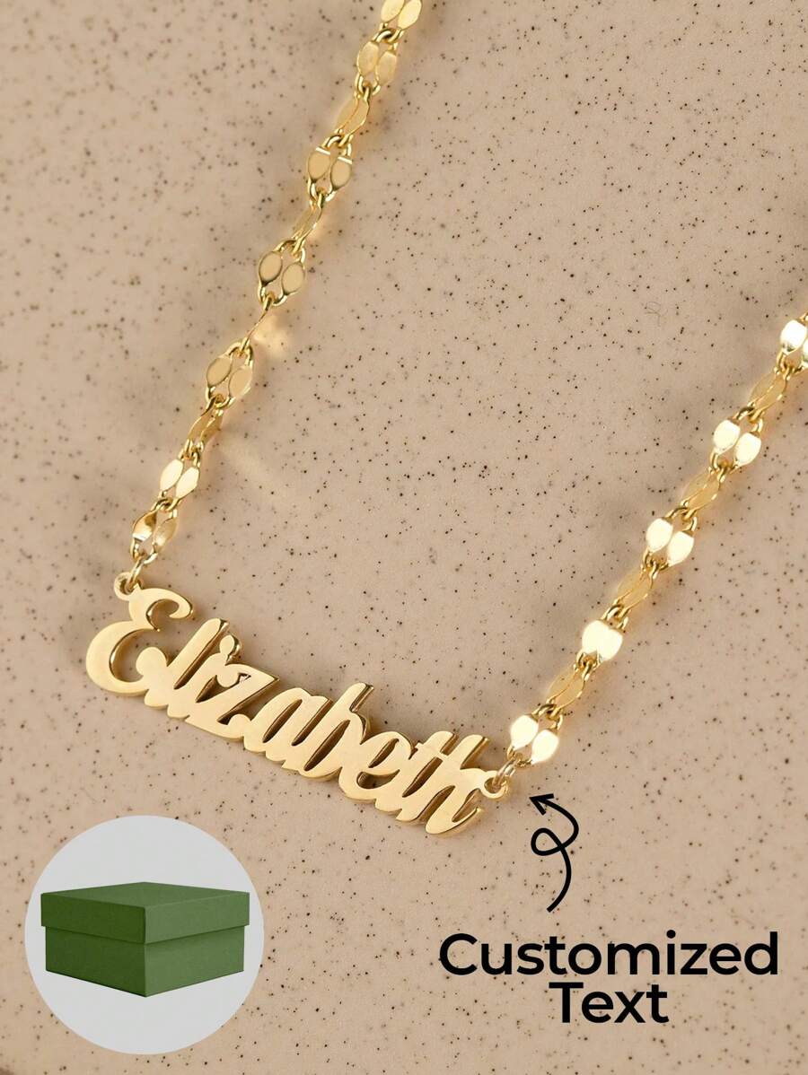 1 Stück personalisierte Anpassung, Großbuchstaben + Text, modische Schmuck-Buchstaben-Halskette, individualisierte Edelstahl-Halskette, modischer Schmuck mit Geschenkbox, als Geschenk für Freunde, Hochzeit, Mode