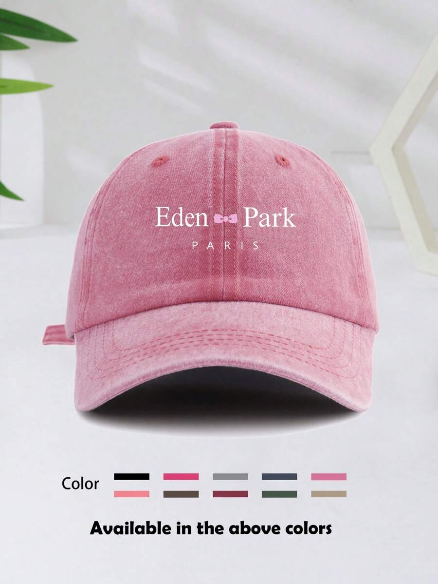 1/2 Casquette de baseball décorative imprimée "Eden Park Paris" unisexe, lavée, casquette de baseball, chapeau de soleil usagé, casquette à bord incurvé, casquette de papa, convenant pour un usage quotidien et les voyages extérieurs