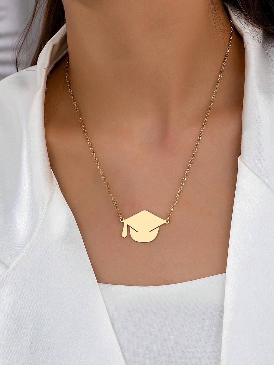 1 Peça Colar Pingente Boné de Formatura Minimalista, Adequado para Mulheres, Presente de Aniversário e Formatura