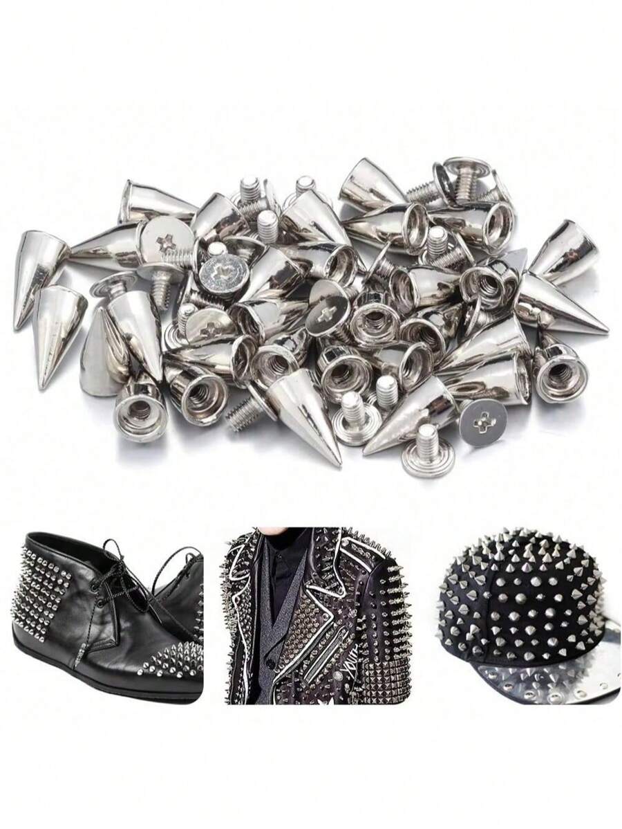 30/50/100/200Pcs Spiked Punk Rivets Multiple Sizes Screw Back Studs Punk Rock Bullet Rivets For Home DIY Sewing Clothing Leather Craft