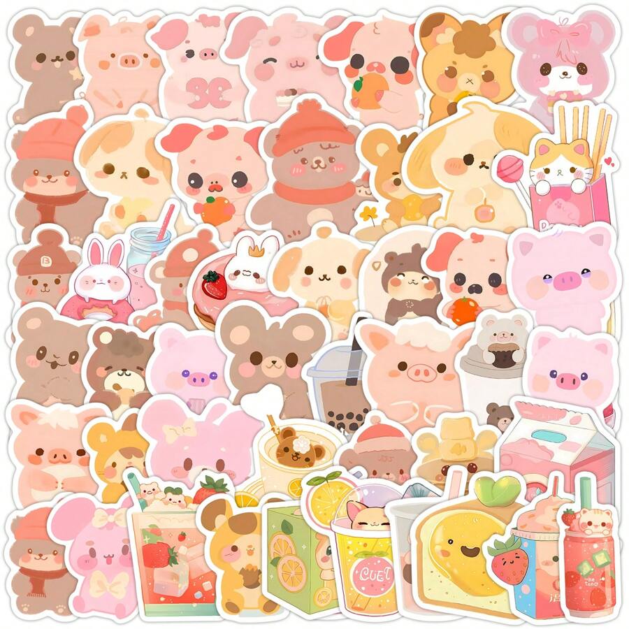 50PCS Bordered PNG Stickers Vinyl Aesthetic Stickers Scrapbook, Journaling, Laptop, Bumper, Skateboard, Water Bottles, Computer, Phone, Cartoon, Hard Hat, Car Stickers School Supplies,Back To School