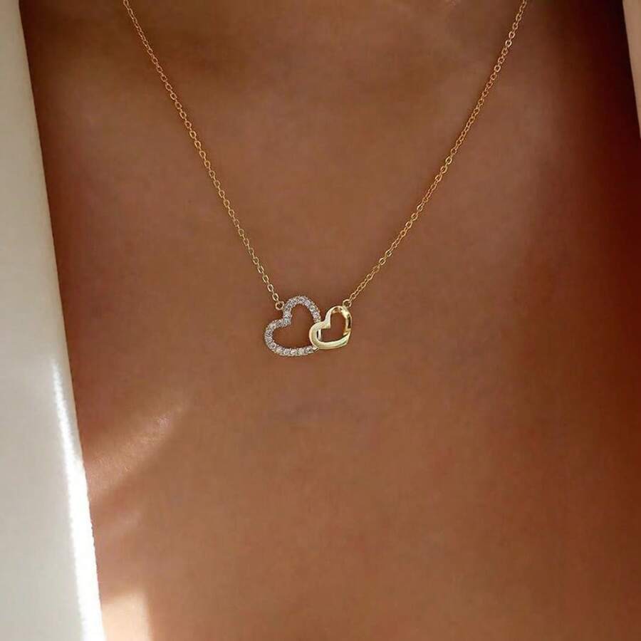 Collar colgante con entrelazado de corazón minimalista, joya de regalo para mujeres