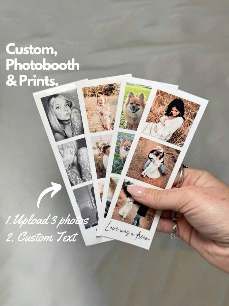 1-5Pcs Custom Photo Film Strip, Personalised Photo Gift With 3 Images, Retro Style Print, Wedding Keepsake, Film Photography Gift, Custom Photo Bookmark,Personalized Customized Photo Strips,Wedding Photo Booth Cover,Custom Photo Booth Prints - Personalized Wedding & Party Decor Cards With Custom Text