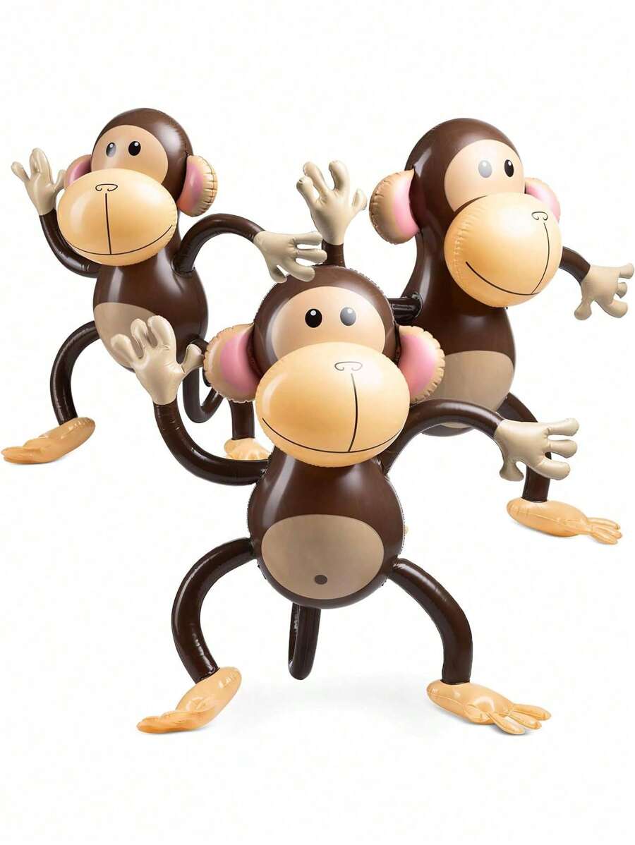 1 Peça - Balão Inflável de Macaco de PVC, Decoração de Festa com Tema de Selva, Balão Animal