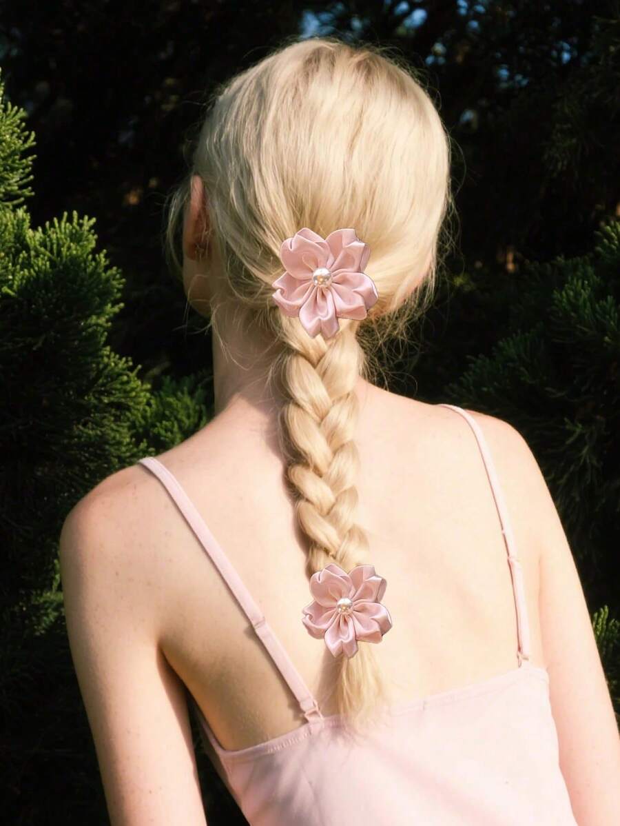 2pcs Women's Hawaiian Flower Hairpins, Cherry Blossom Flower Hairpins, Holiday Beach Party Hair Accessories, Girls Wedding Bohemian Hairpins, Beach Girl Holiday Accessories ,Flat Claw Clip, Claw Clips, Clips For Hair, Hair Slide, Hair Claws