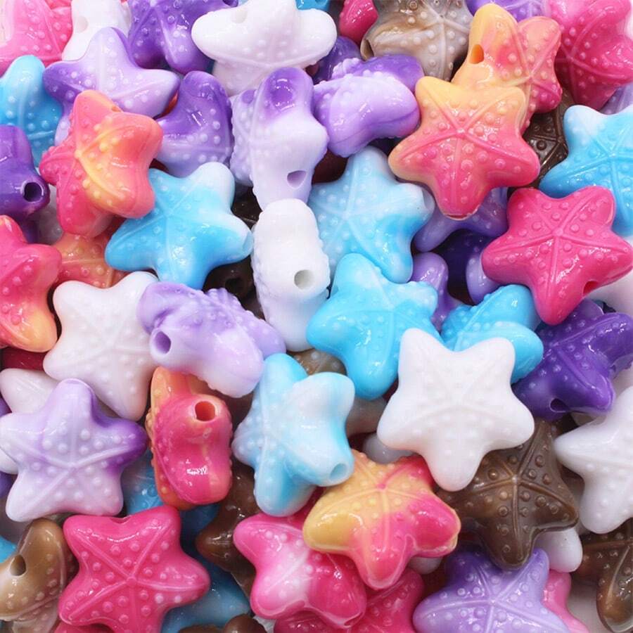 Acrylic Starfish Beaded Accessories, Tie Dye Effect, DIY Jewelry Pendant, Bracelet & Necklace Supply, Ocean Series