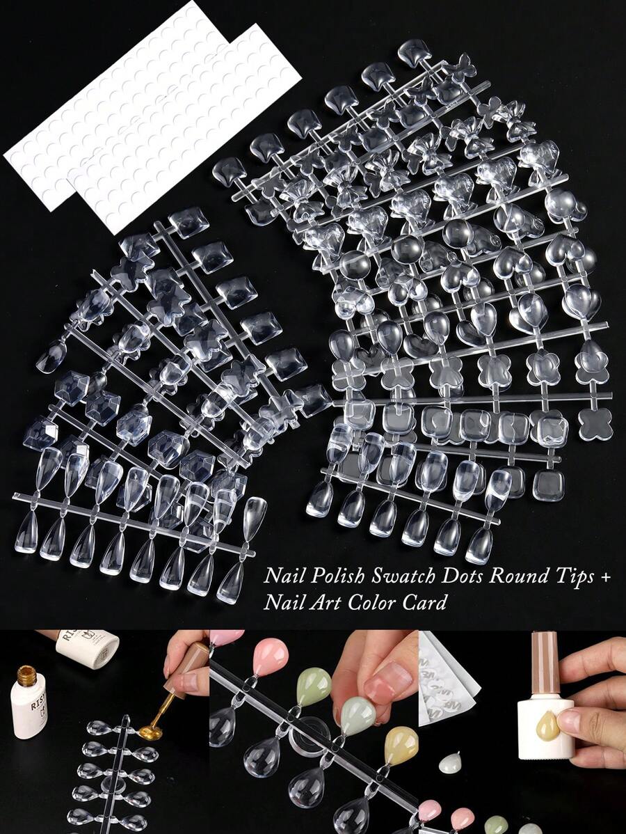 Nail Polish Swatch Dots Round Nail Color Swatches Clear Transparent Nail Polish Display Nail Sample Swatches With Adhesive Sticker For Gel Polish Nail Swatch Book
