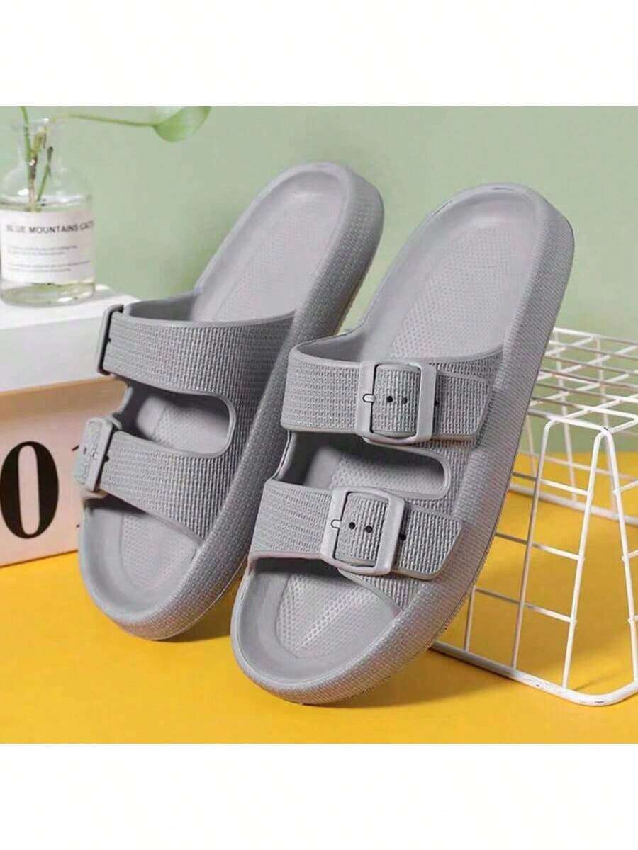 Zapatos de hombre con hebilla ajustable, sandalias con plataforma antideslizante y suela gruesa, zapatos cómodos para la playa con suela blanda para el verano