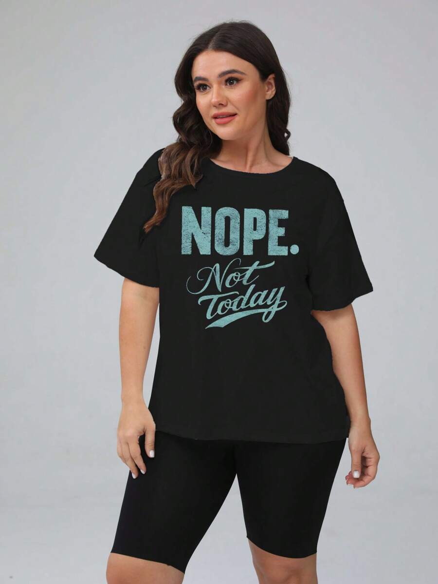 Lässiges T-Shirt in großen Größen, 100% Baumwolle, Rundausschnitt, Kurzarm, Regular Fit, Strickstoff, geometrisches Muster, für den ganzjährigen Einsatz, T-Shirts in Große Größen
