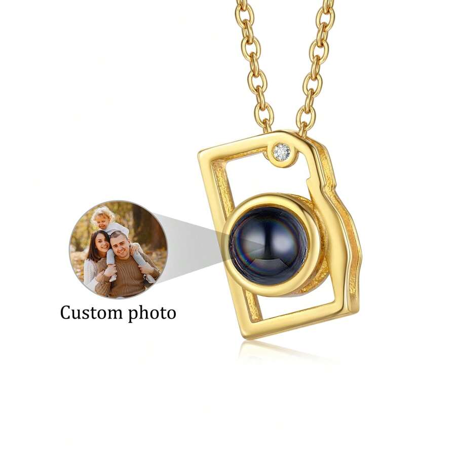 Custom Necklace With Picture Inside Personalized Photo Projection Necklace Camera Pendent Necklace Customized Picture Memorial Jewelry Gifts