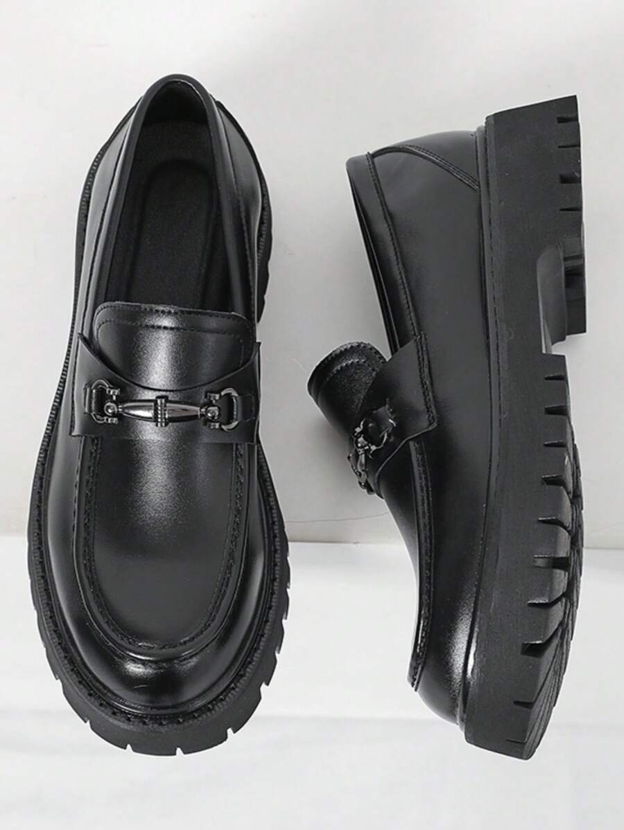 Men's Shoes, Thick Sole Teenager Fashion Sneakers, Slip-On Loafers, British Style Shoes, Business Casual Work Daily Walking Shoes, Men Footwear