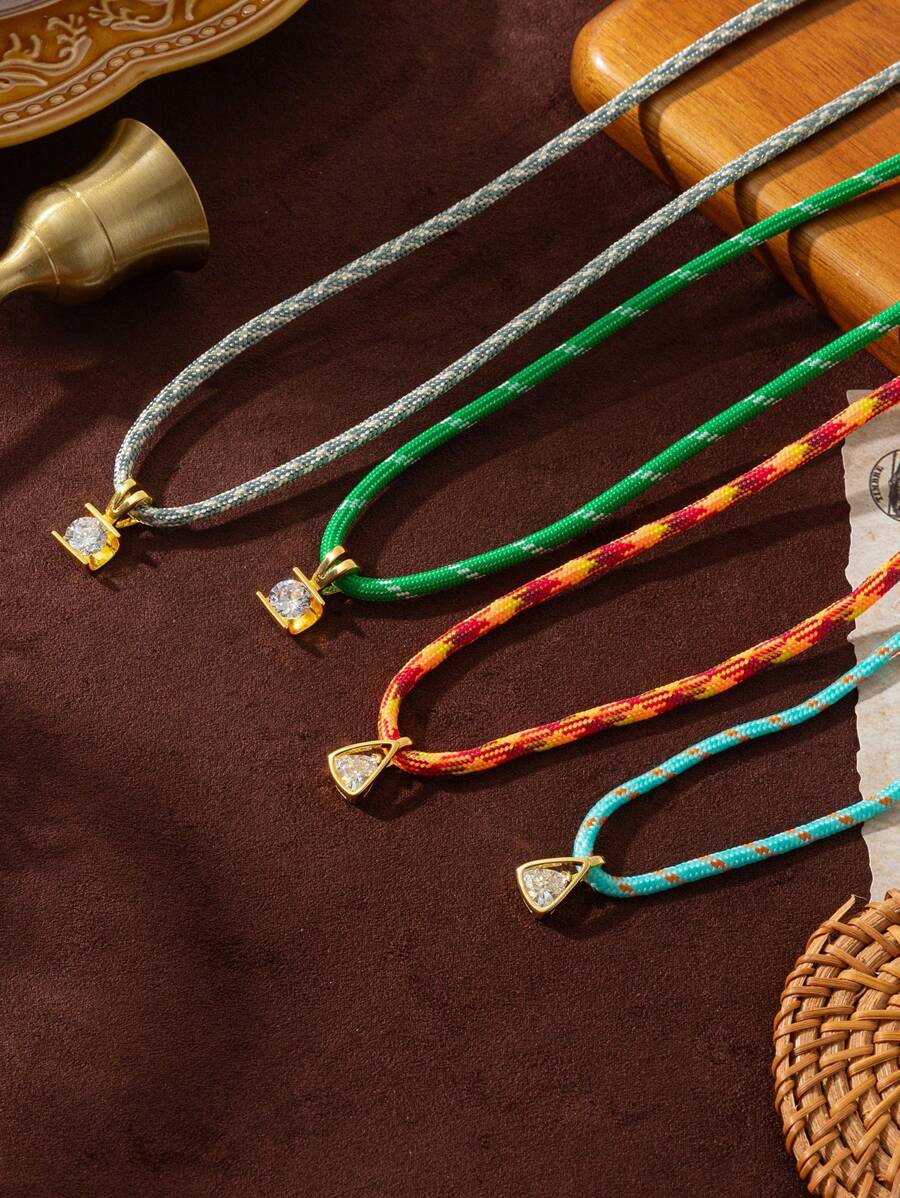 1pc Summer Fashion Bohemian Beach Vacation Suitable For Dopamine Woven Colored Rope Haoshi Necklace, Retro Style Shows Personalized, Suitable For Women's Daily Dress Decoration And Beach Vacation Party Music Festival Wearing.