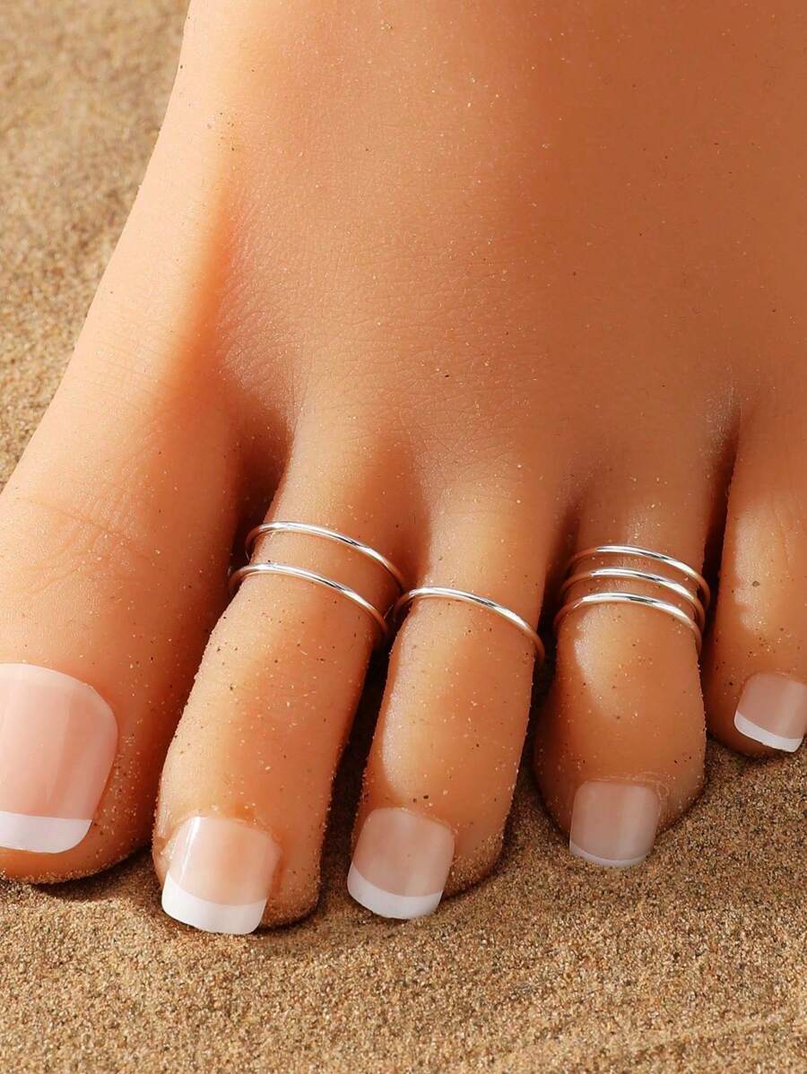 3Pcs Minimalist Metal Multi-Layer Toe Ring Set For Women, Suitable For Beach Vacation Jewelry