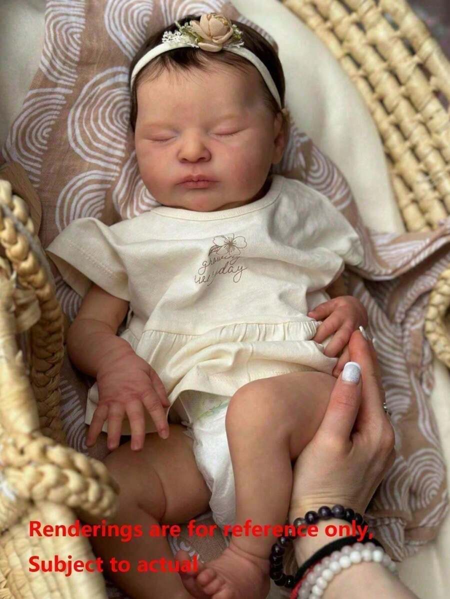 Muñeca renacida realista de 50 cm con piel pintada en 3D y vena vascular. Bebé recién nacida de vinilo suave de 50 cm, adorable juguete para dormir, regalo de cumpleaños (algunas piezas son aleatorias, incluyendo chupete, biberón, accesorios para el cabello y ropa).