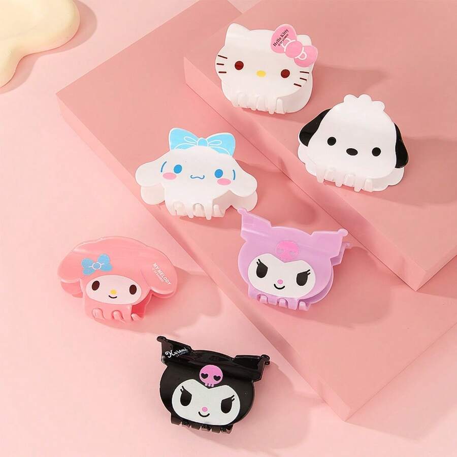 Sanrio Cute Cartoon Animal Paw Hairclips, Sanrio Characters Hair Clips, Summer Holiday Beach Decorative Hair Accessories Beauty Claw Clips Cute Hair Claw