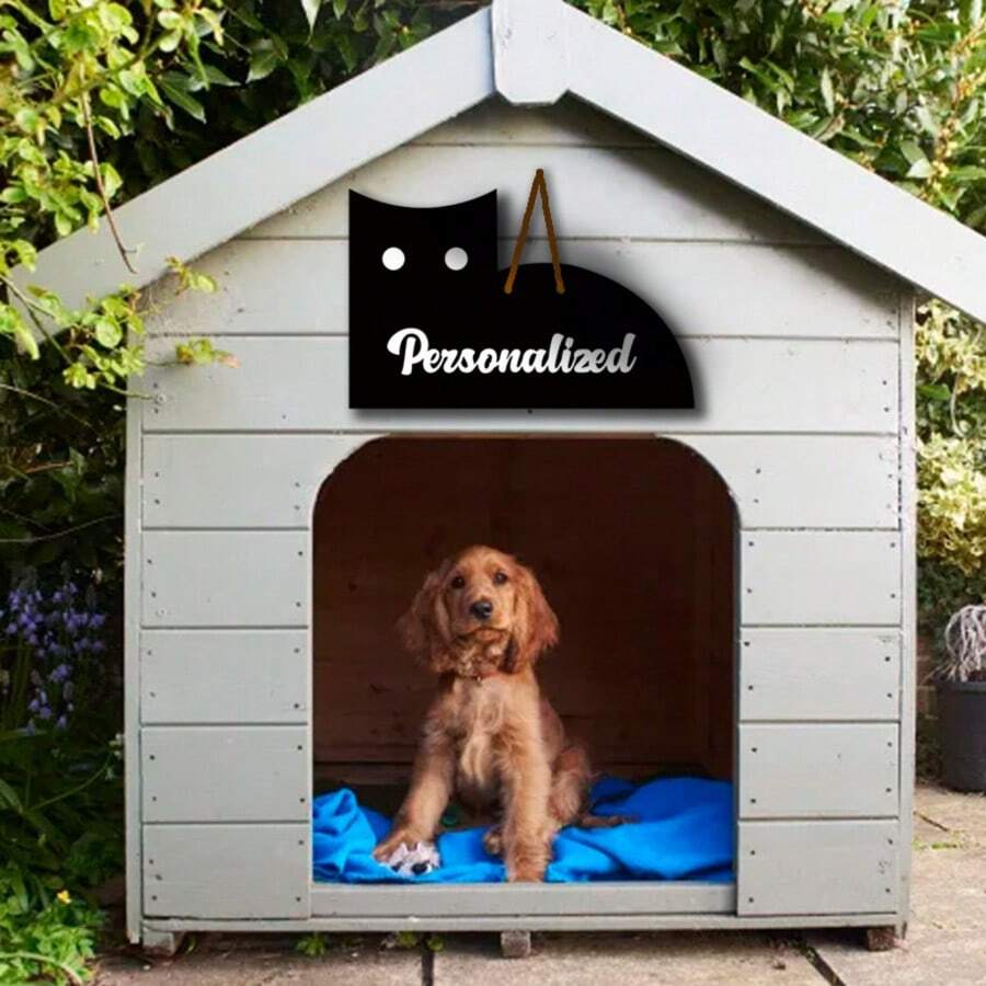1pc Customizable Wooden Dog House Sign With Pet Name, Personalized Pet Name Plaque, Custom Dog Home Decor, Perfect Gift For Pet Lovers