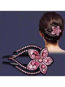 Épingle à cheveux en strass rose