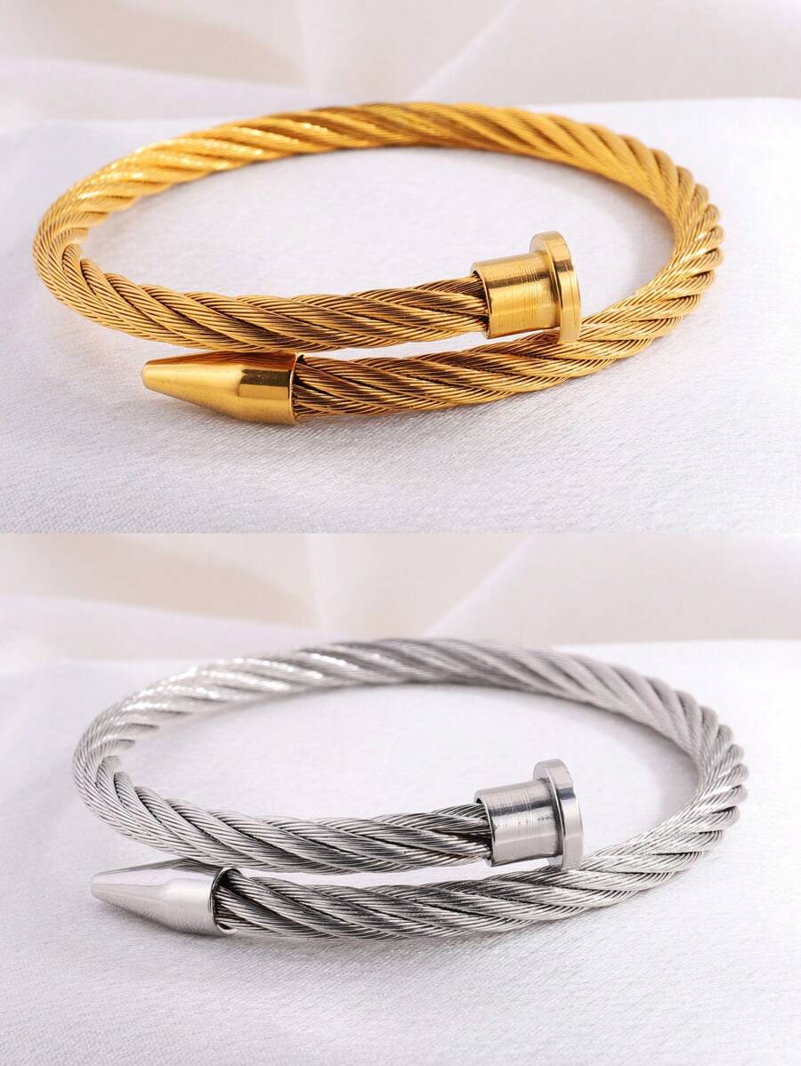 1 pieza Brazalete único de acero inoxidable multicolor con diseño de clavos y estructura tejida, de varios elementos, exquisito, de lujo ligero, adecuado para hombres y mujeres, elegante y fresco, apto para fiestas, un accesorio de joyería regalo