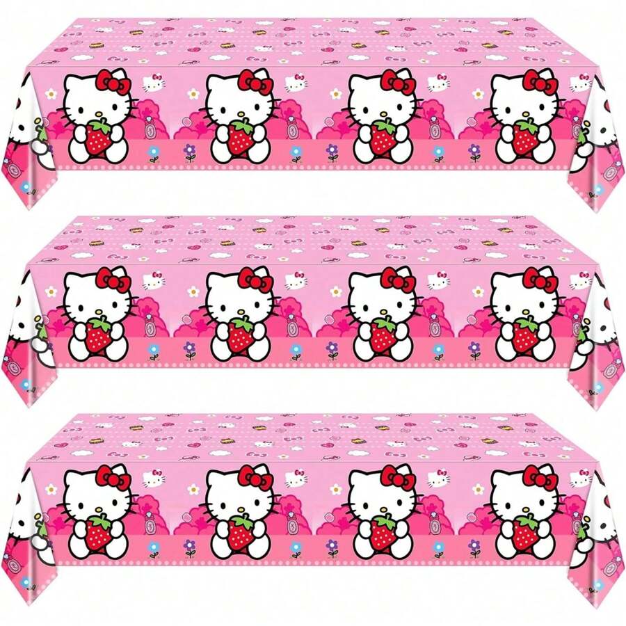 Sanrio Sanrio 10pcs Pink Kitty Disposable Table Cover, Home Party Supply, Christmas Tableware Decoration